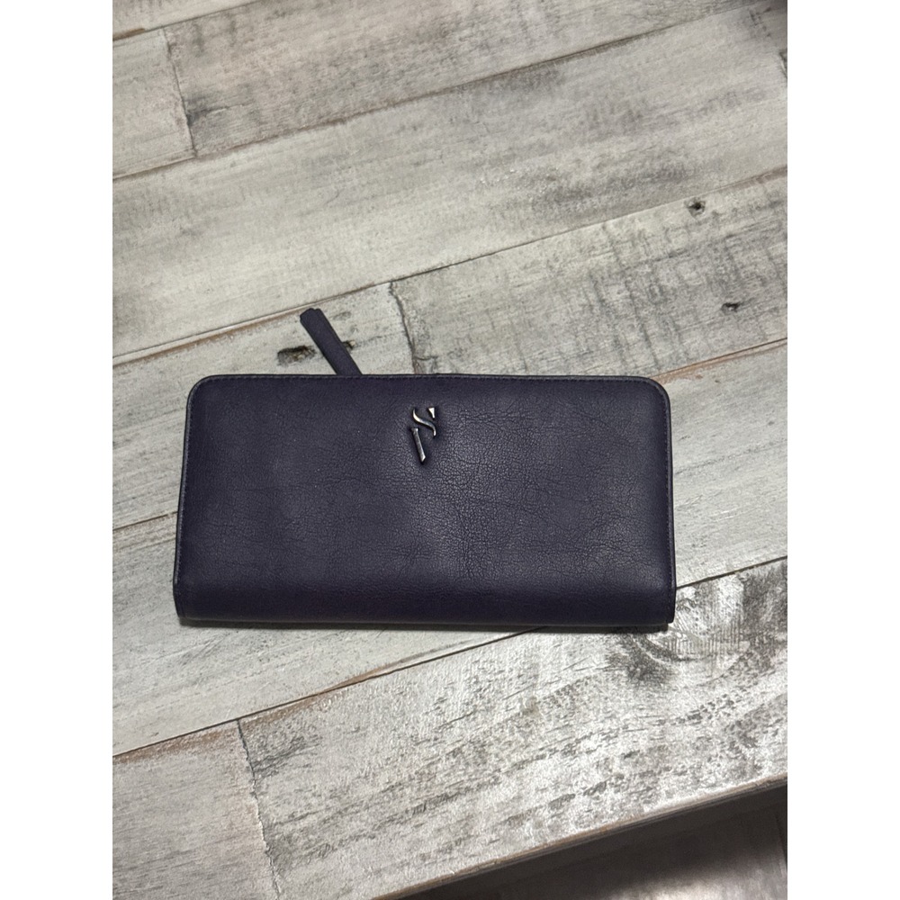 Simply Vera Vera Wang Purple Slim Bifold Wallet Exterior Zip Pocket ID Window